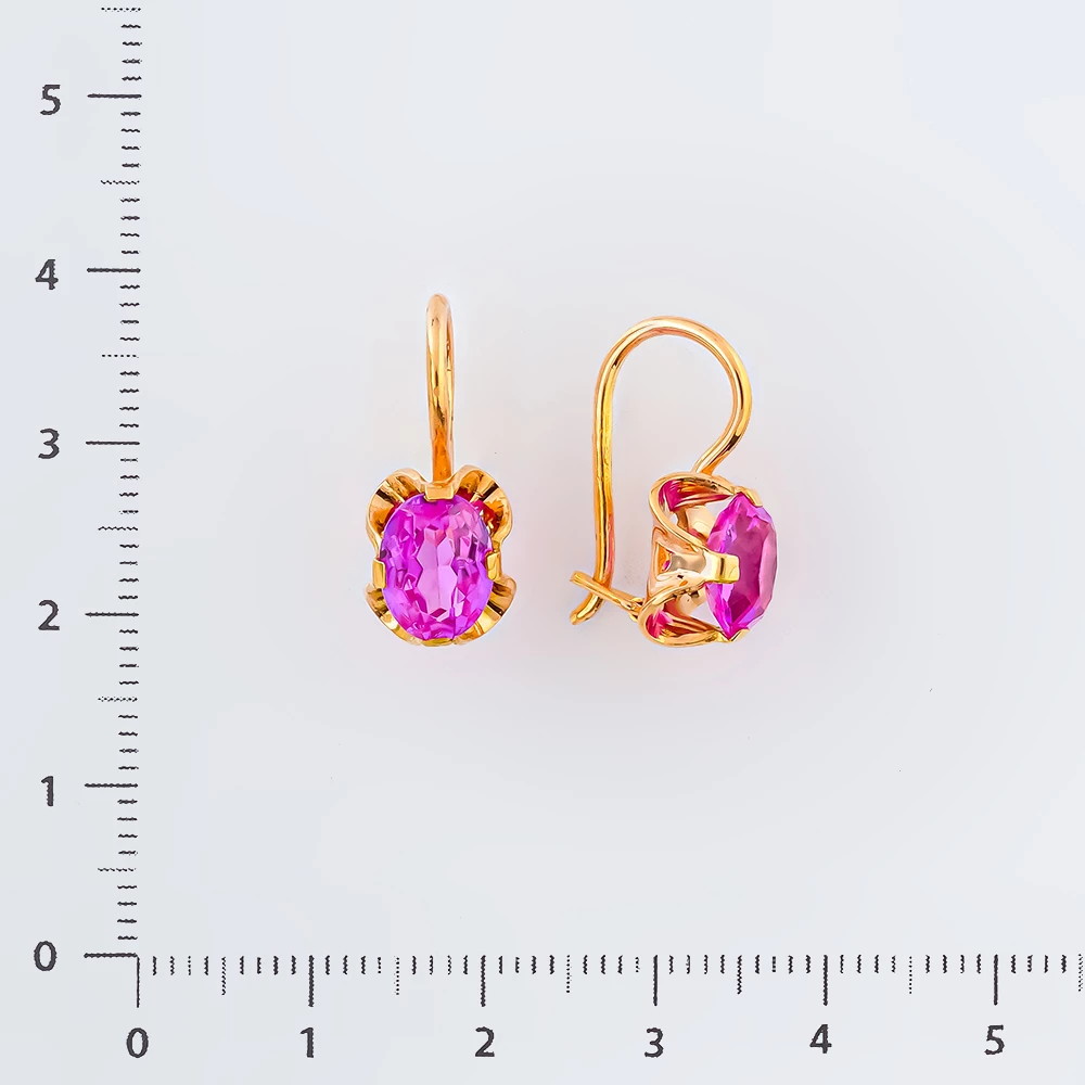 Серьги с фианитом из красного золота 583 пробы