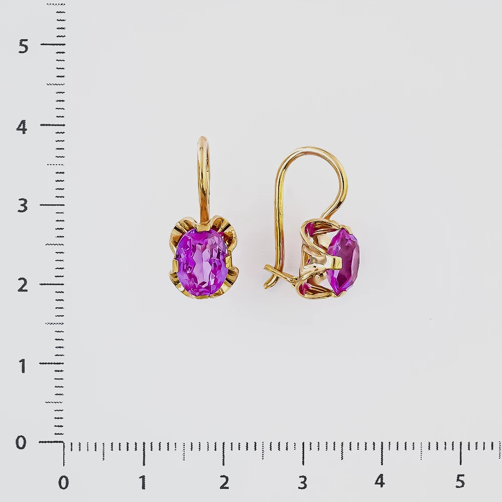 Серьги с фианитом из красного золота 583 пробы