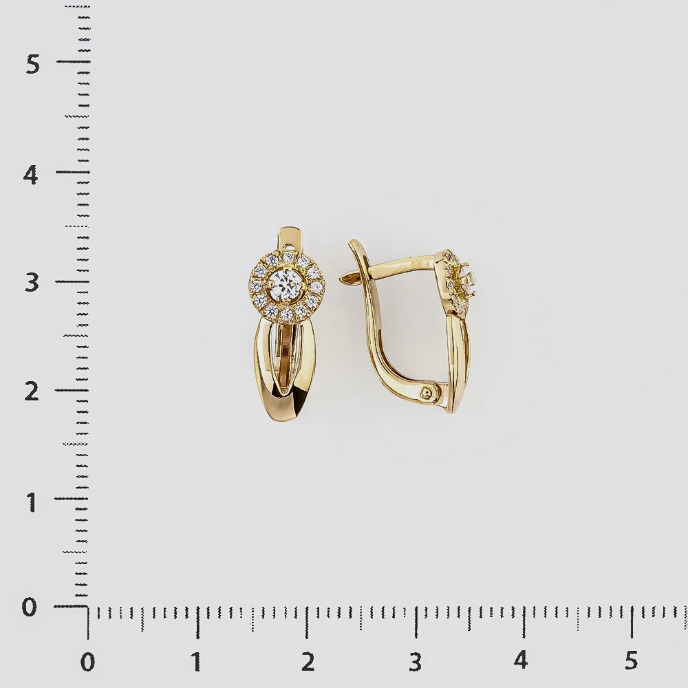 Серьги с фианитом из красного золота 585 пробы