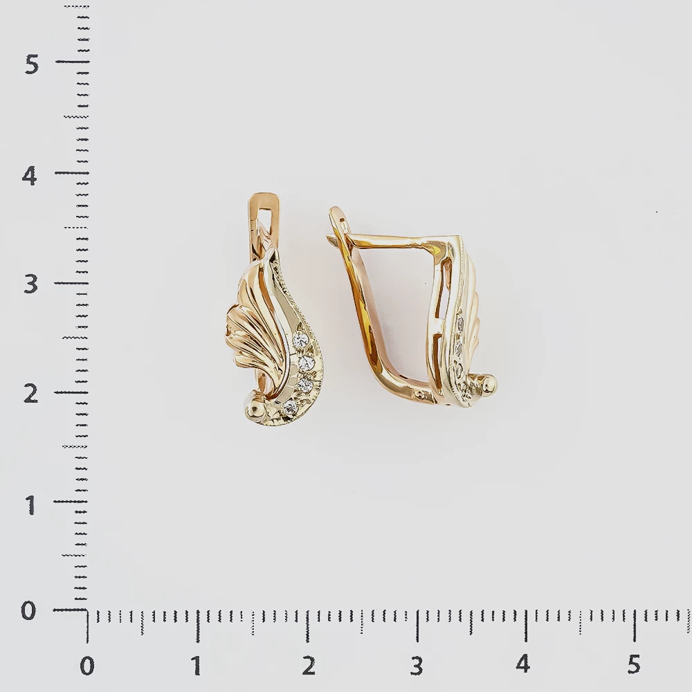 Серьги с фианитом из красного золота 585 пробы