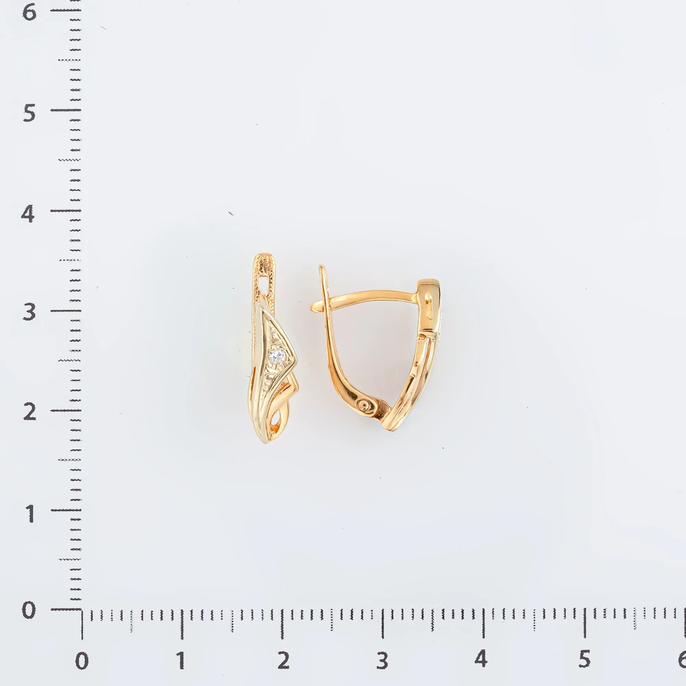 Серьги с фианитом из красного золота 585 пробы