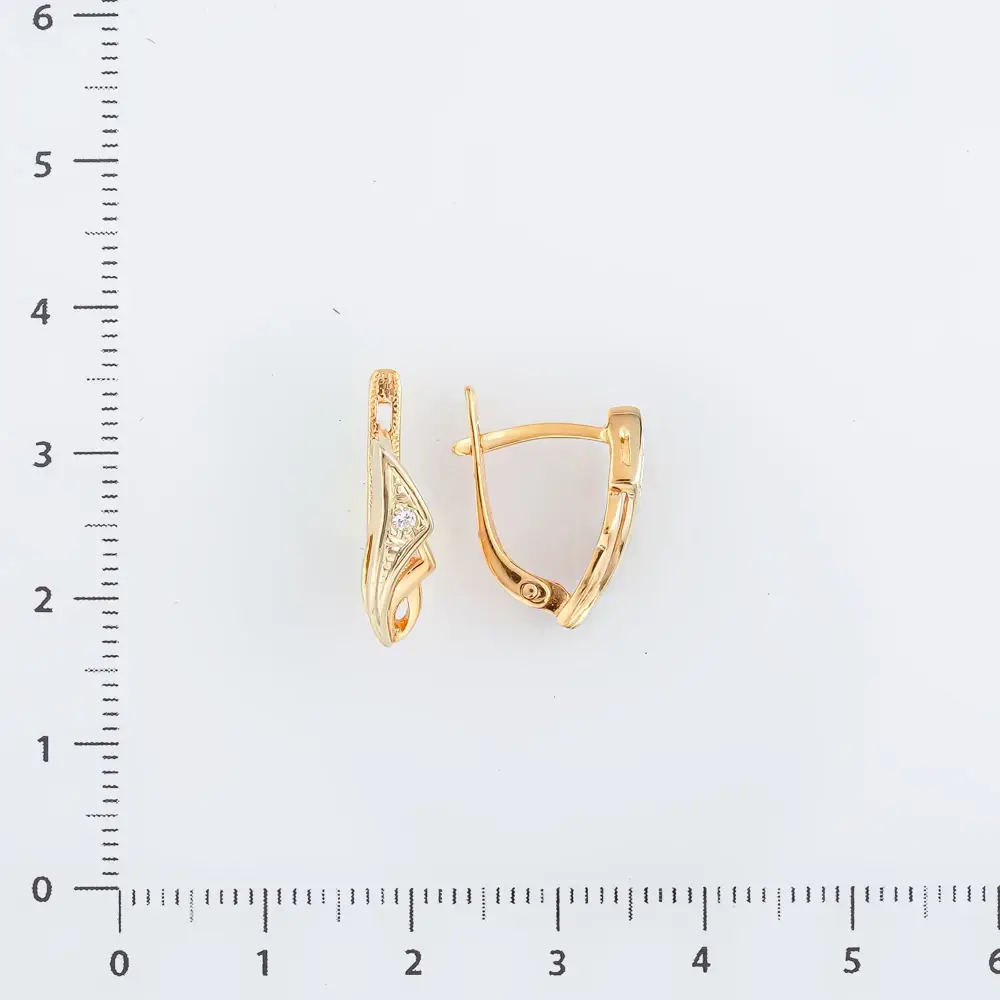 Серьги с фианитом из красного золота 585 пробы 2