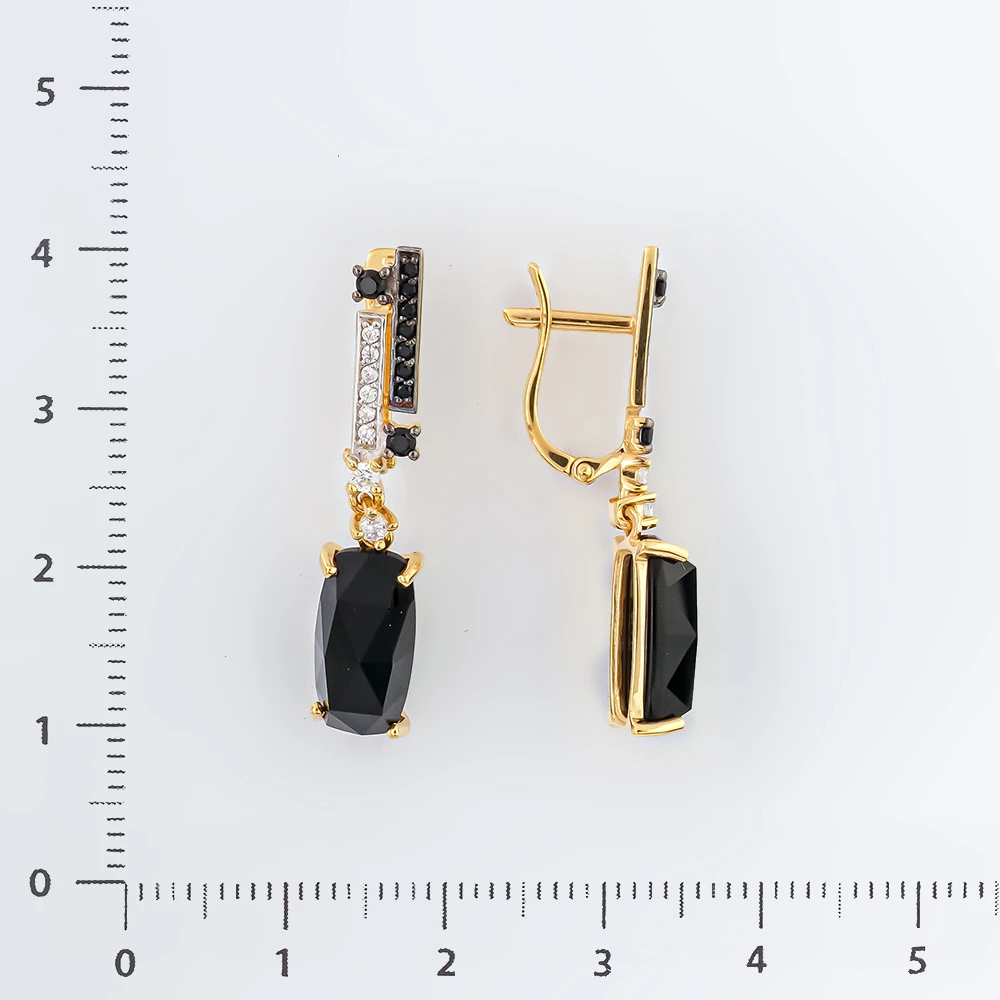 Серьги с ситаллом из желтого золота 585 пробы