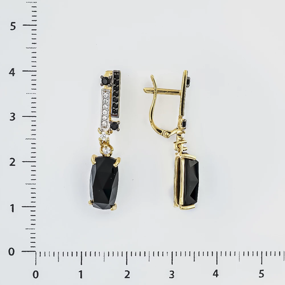 Серьги с ситаллом из желтого золота 585 пробы