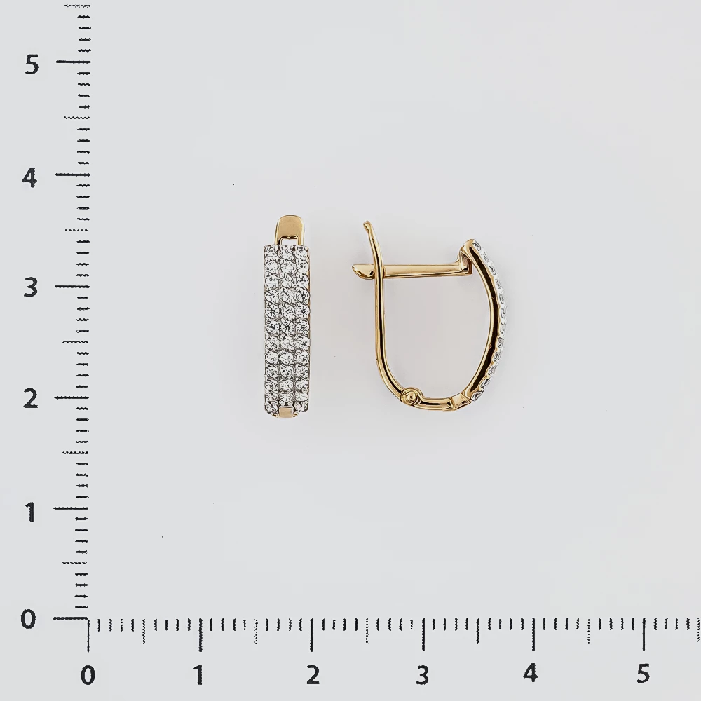 Серьги с фианитом из красного золота 585 пробы