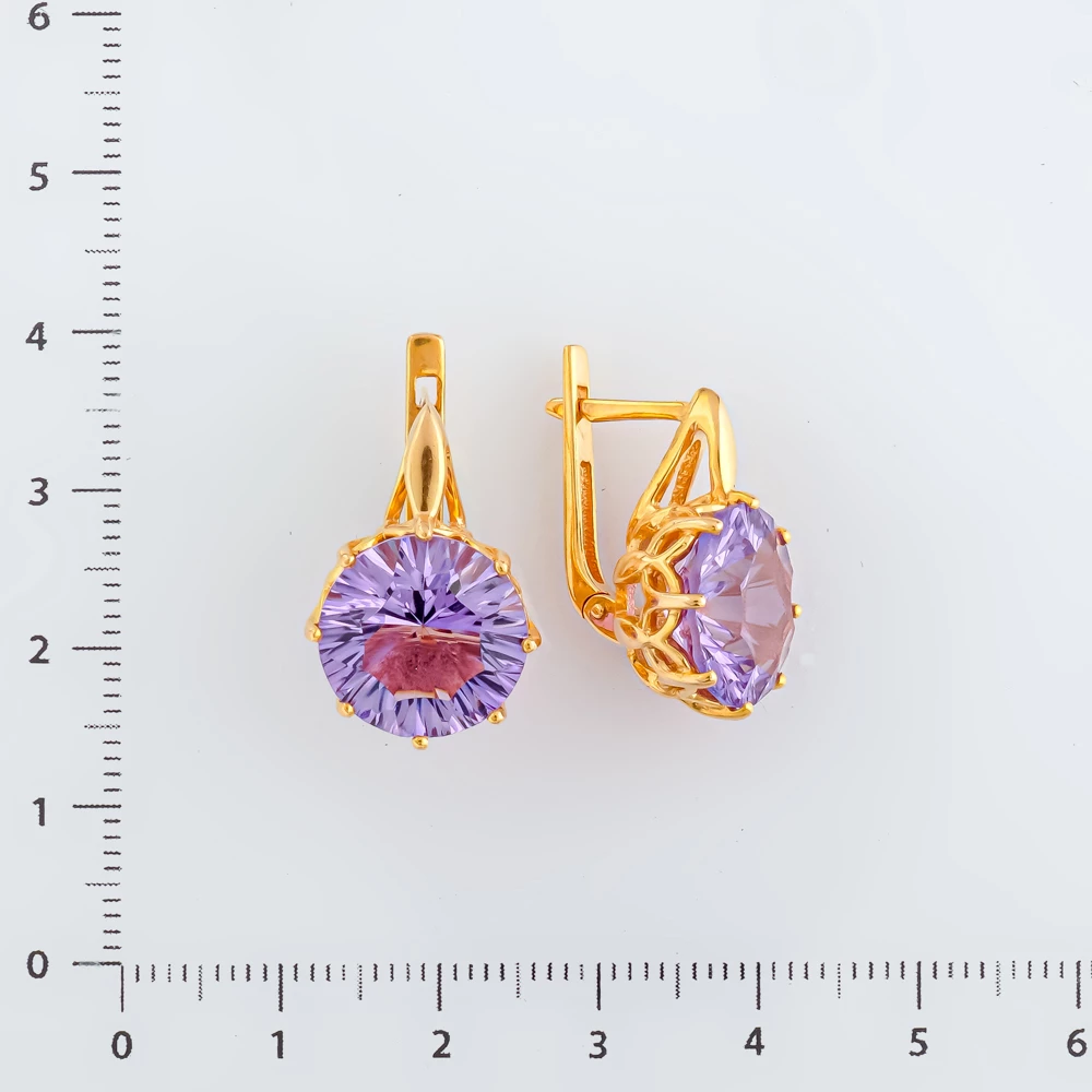 Серьги с ситаллом из красного золота 585 пробы