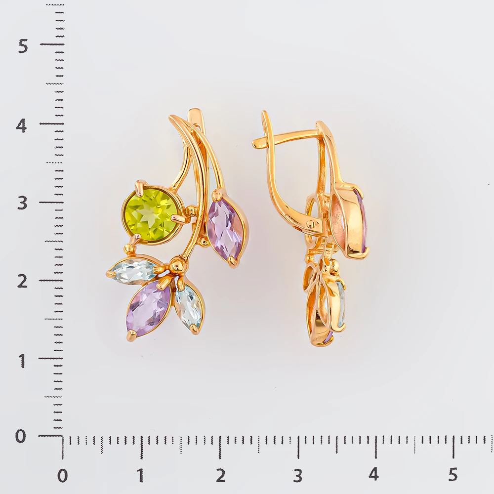 Серьги с топазом из красного золота 585 пробы