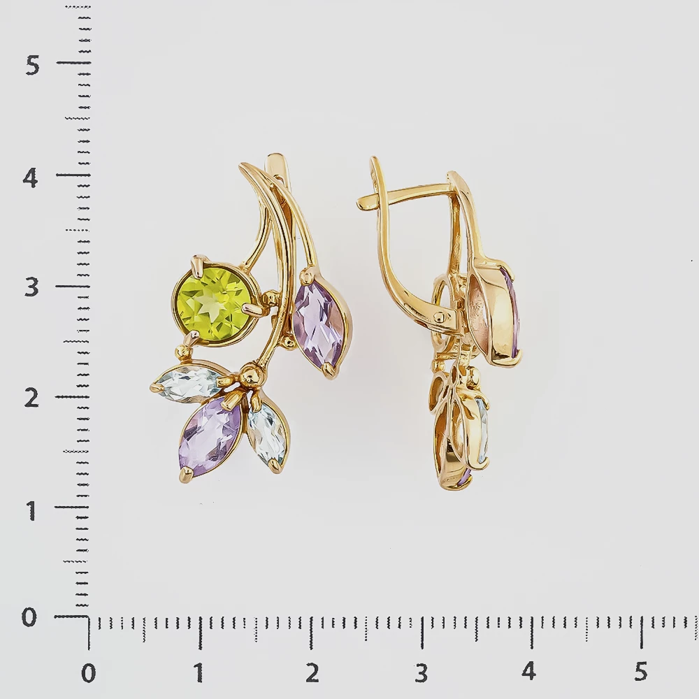 Серьги с топазом из красного золота 585 пробы