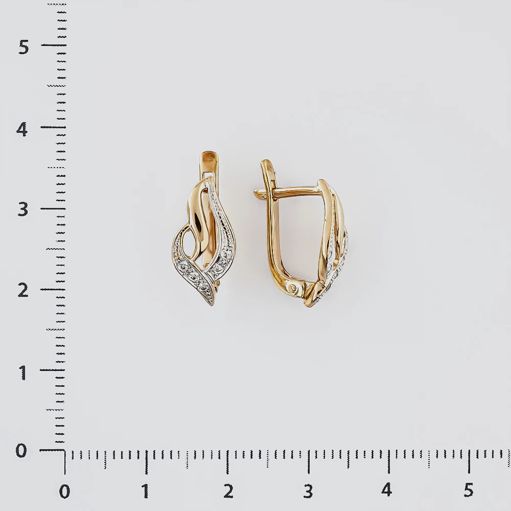 Серьги с фианитом из красного золота 585 пробы