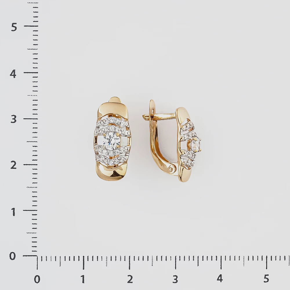 Серьги с фианитом из красного золота 585 пробы