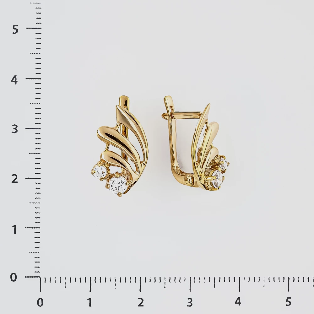 Серьги с фианитом из красного золота 585 пробы