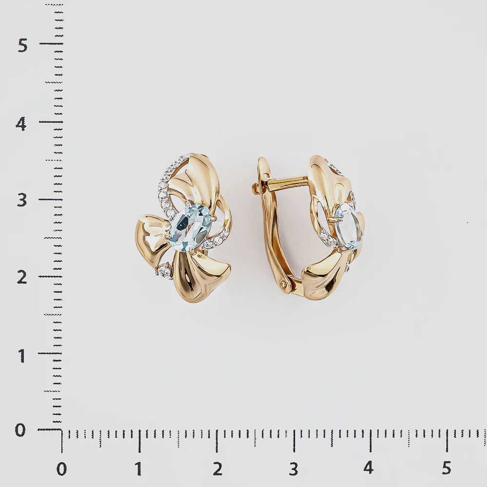 Серьги с топазом из красного золота 585 пробы