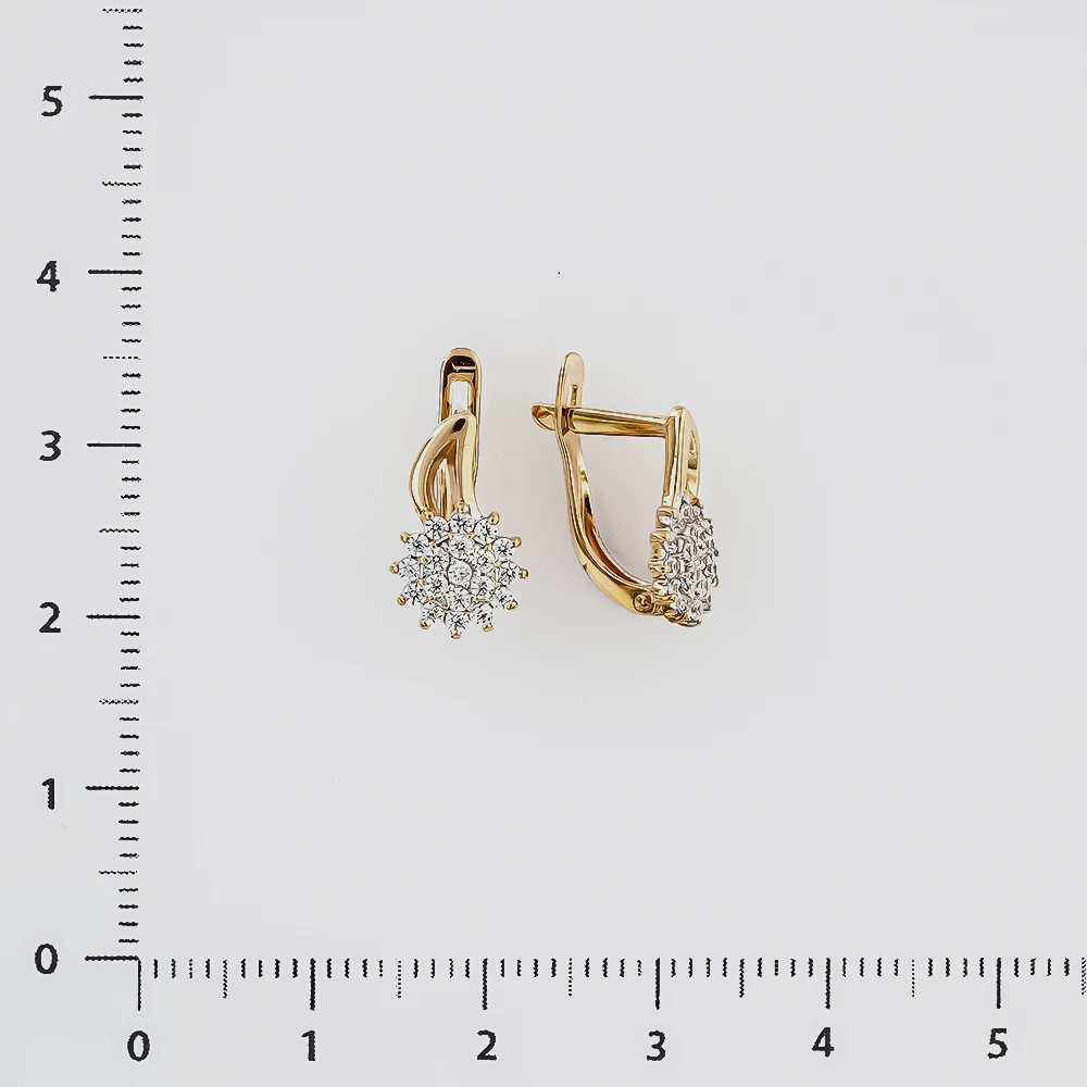 Серьги с фианитом из красного золота 585 пробы