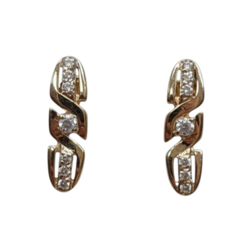 Серьги с фианитом из красного золота 585 пробы