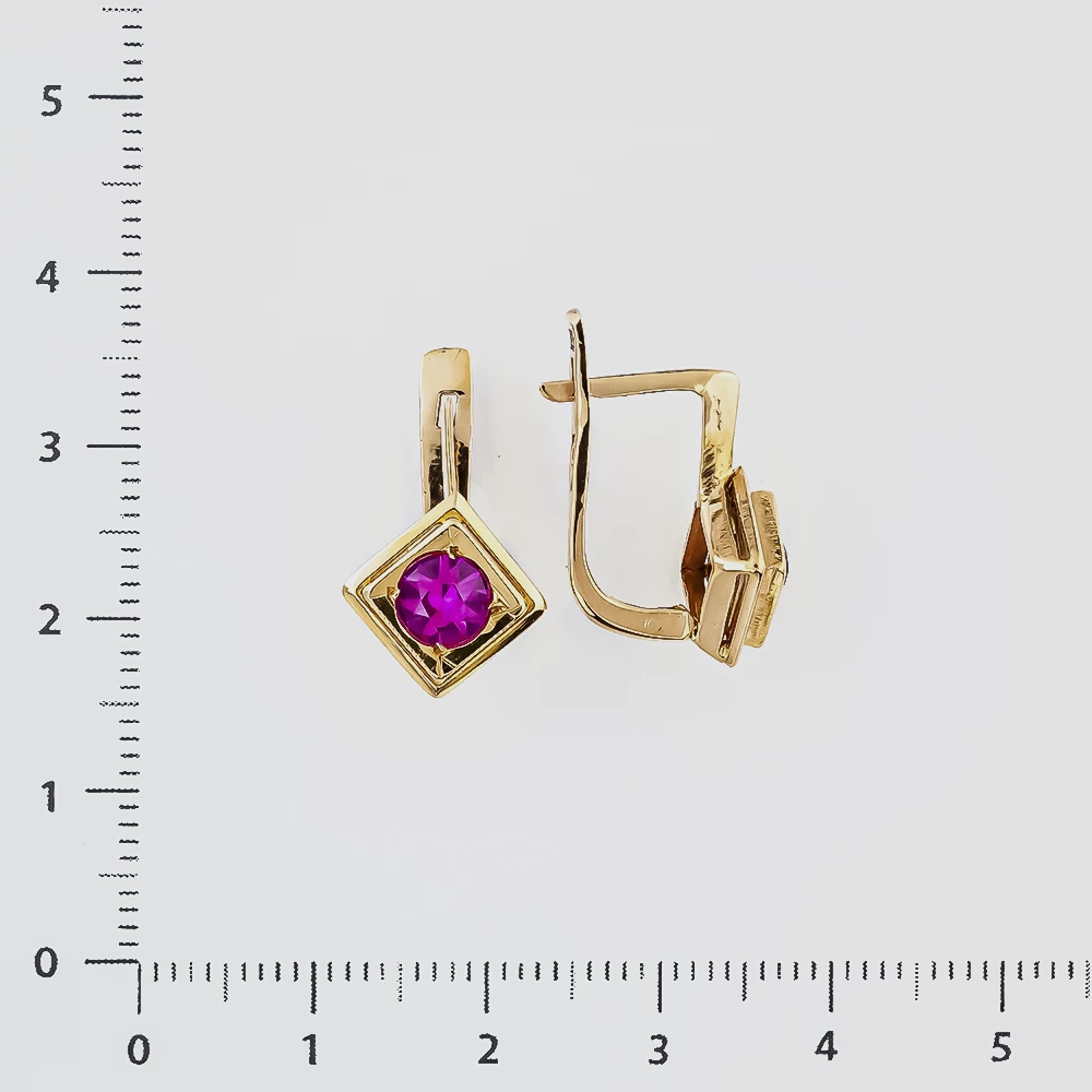 Серьги с фианитом из красного золота 583 пробы