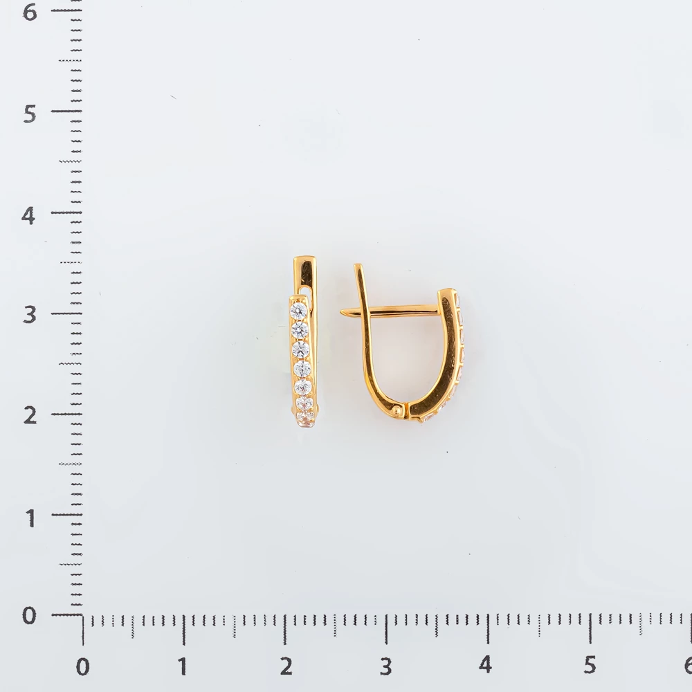 Серьги с фианитом из красного золота 585 пробы