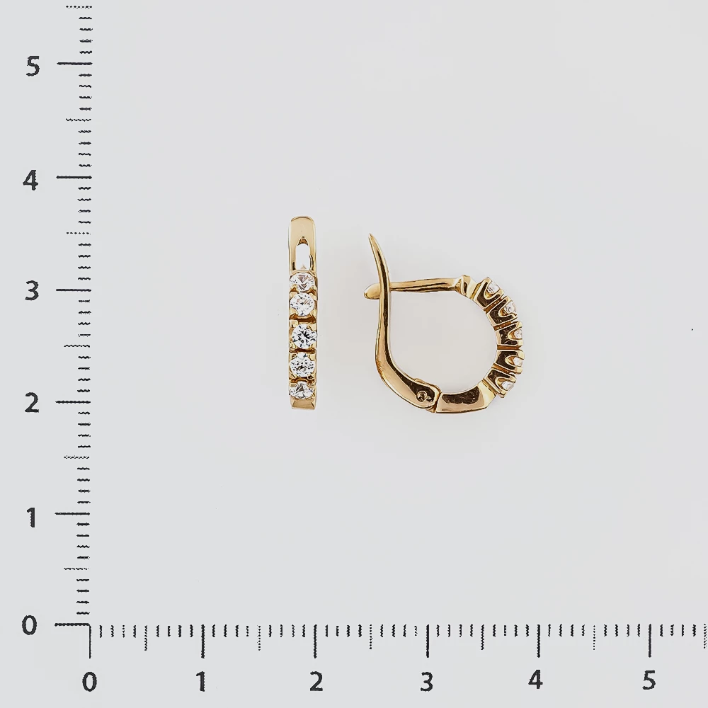 Серьги с фианитом из красного золота 585 пробы
