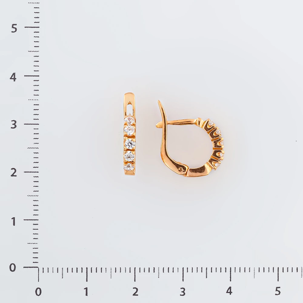 Серьги с фианитом из красного золота 585 пробы