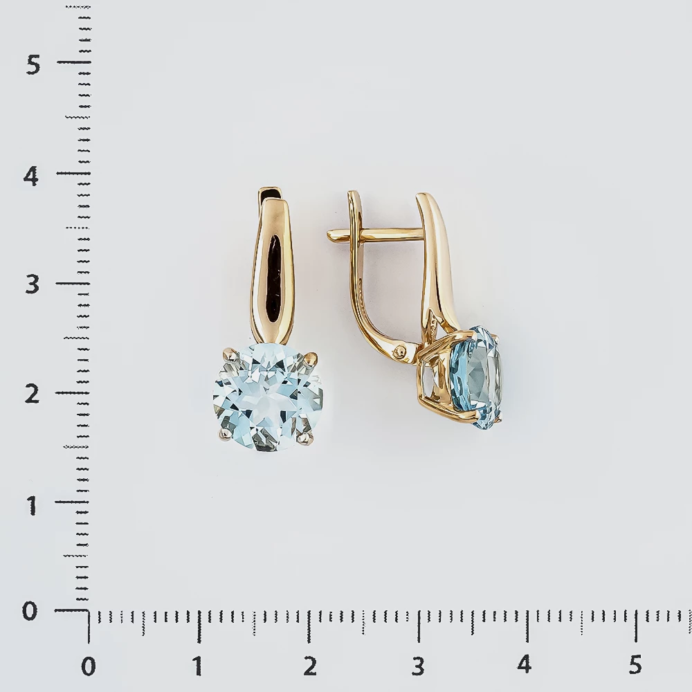 Серьги с топазом из красного золота 585 пробы