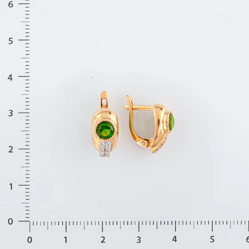 Серьги с ситаллом из красного золота 585 пробы