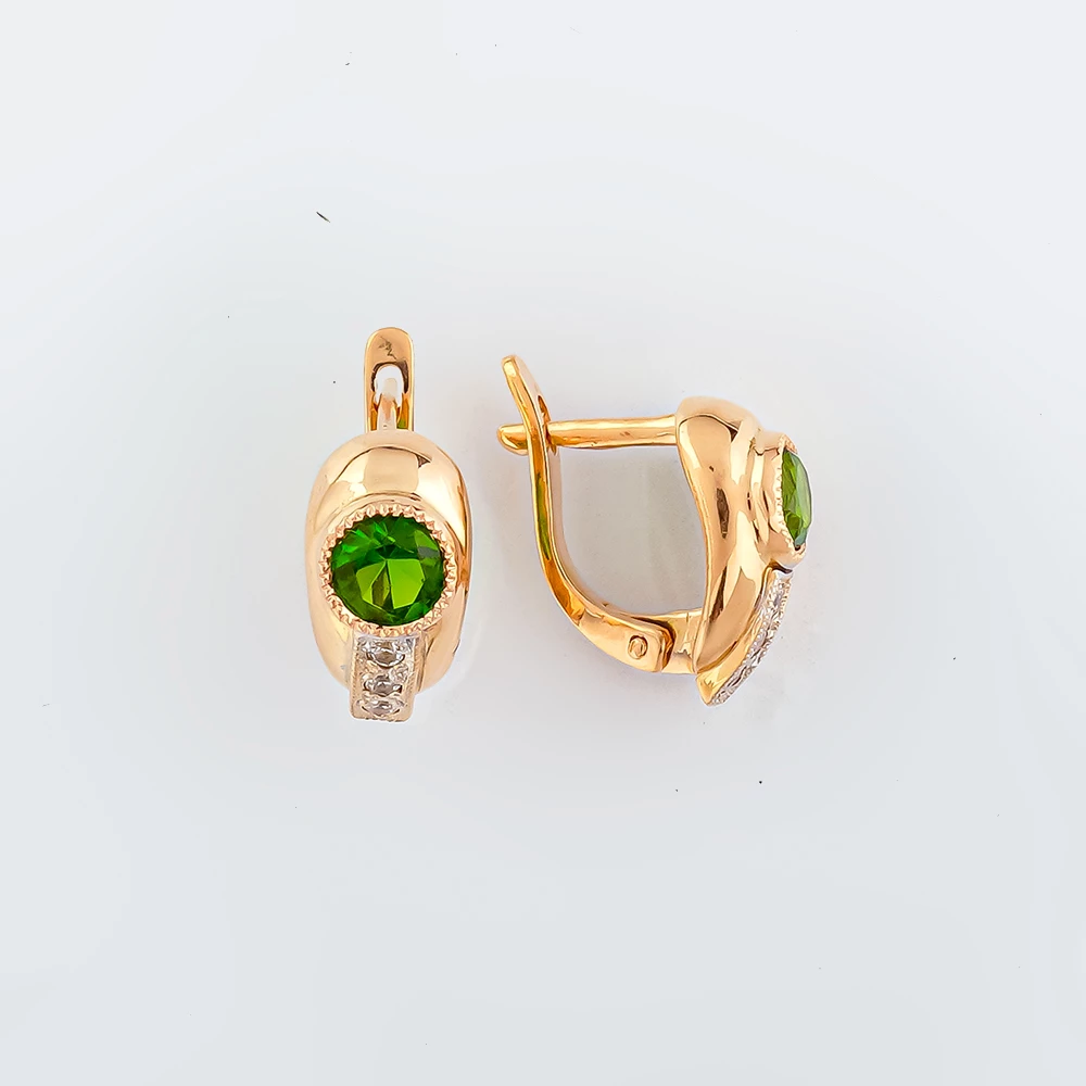 Серьги с ситаллом из красного золота 585 пробы