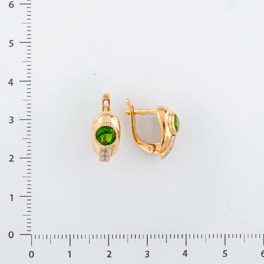 Серьги с ситаллом из красного золота 585 пробы