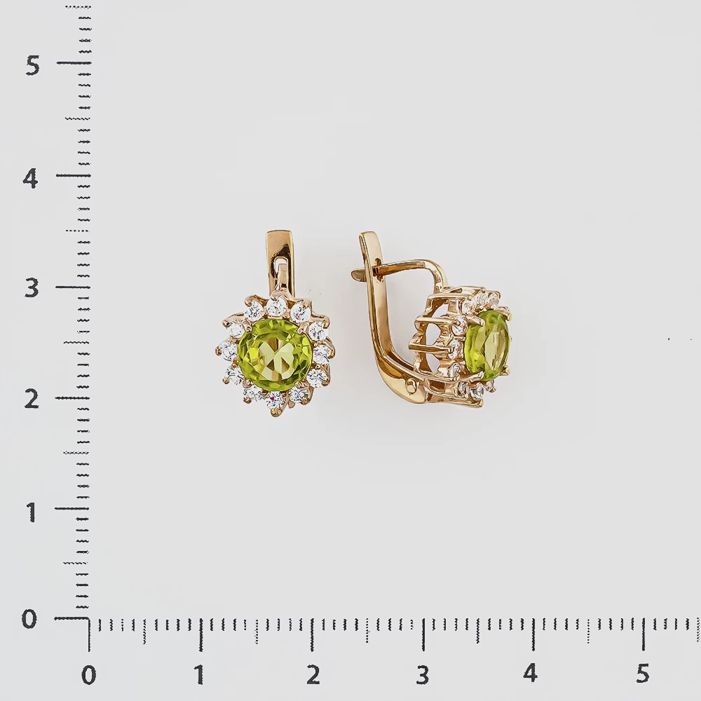 Серьги с фианитом из красного золота 585 пробы