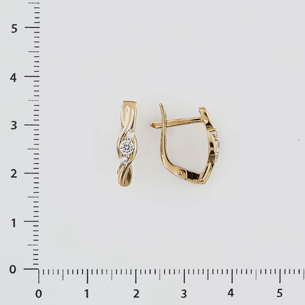 Серьги с фианитом из красного золота 585 пробы