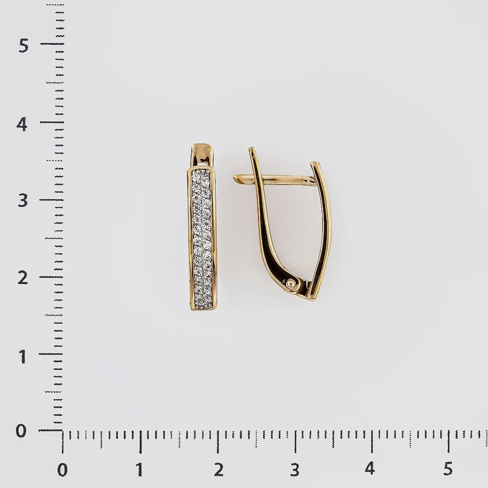Серьги с фианитом из красного золота 375 пробы