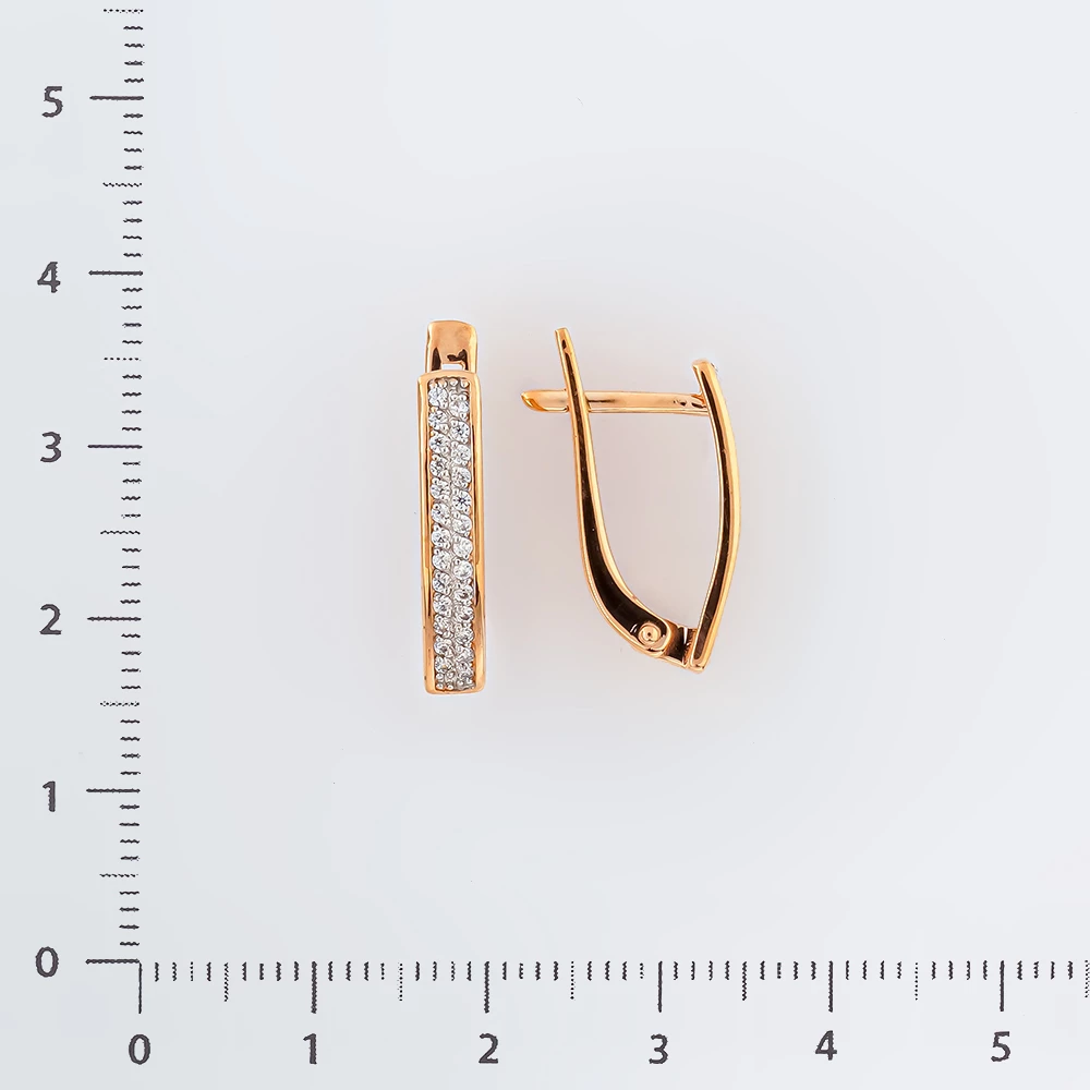 Серьги с фианитом из красного золота 375 пробы