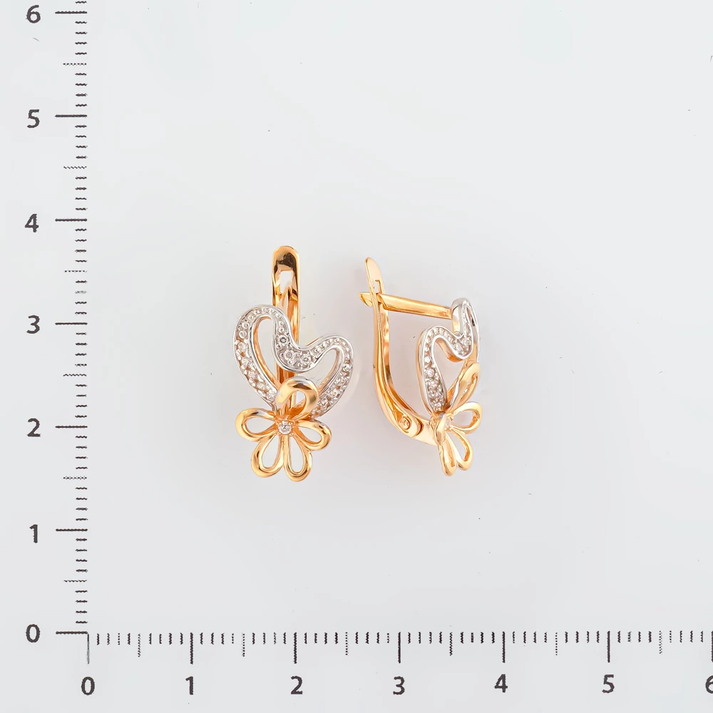 Серьги с фианитом из красного золота 585 пробы