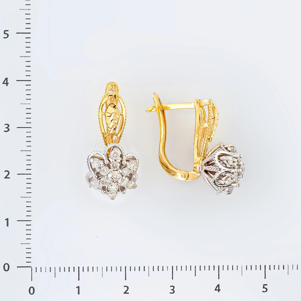 Серьги с бриллиантом из желтого золота 750 пробы 2