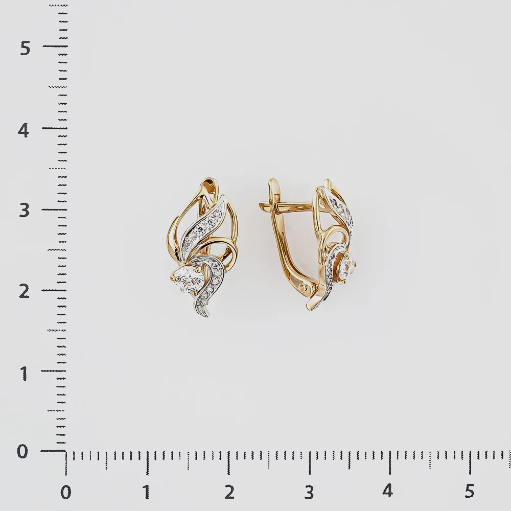 Серьги с фианитом из красного золота 585 пробы