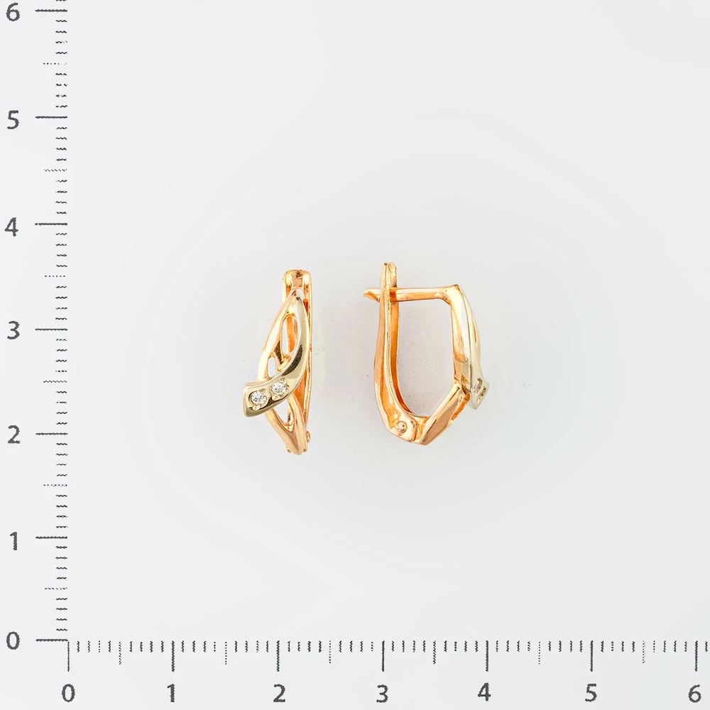 Серьги с фианитом из красного золота 585 пробы