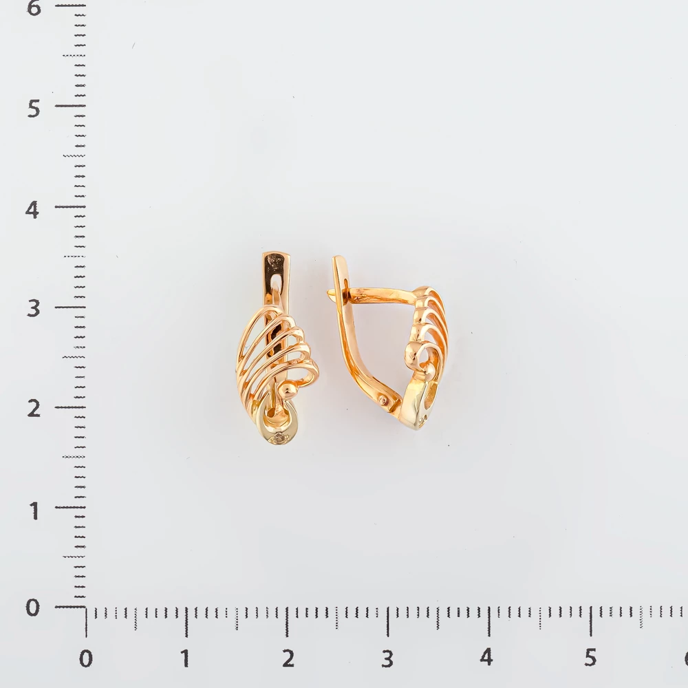Серьги с фианитом из красного золота 585 пробы