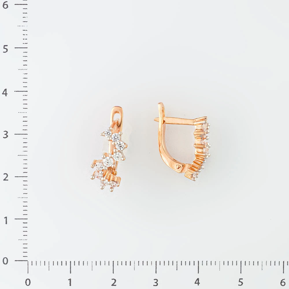 Серьги с фианитом из красного золота 585 пробы
