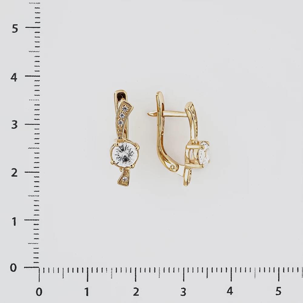 Серьги с фианитом из красного золота 585 пробы