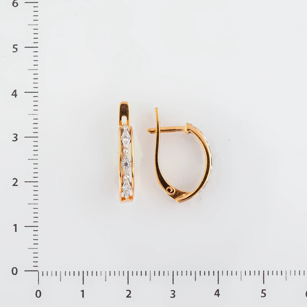 Серьги с фианитом из красного золота 585 пробы