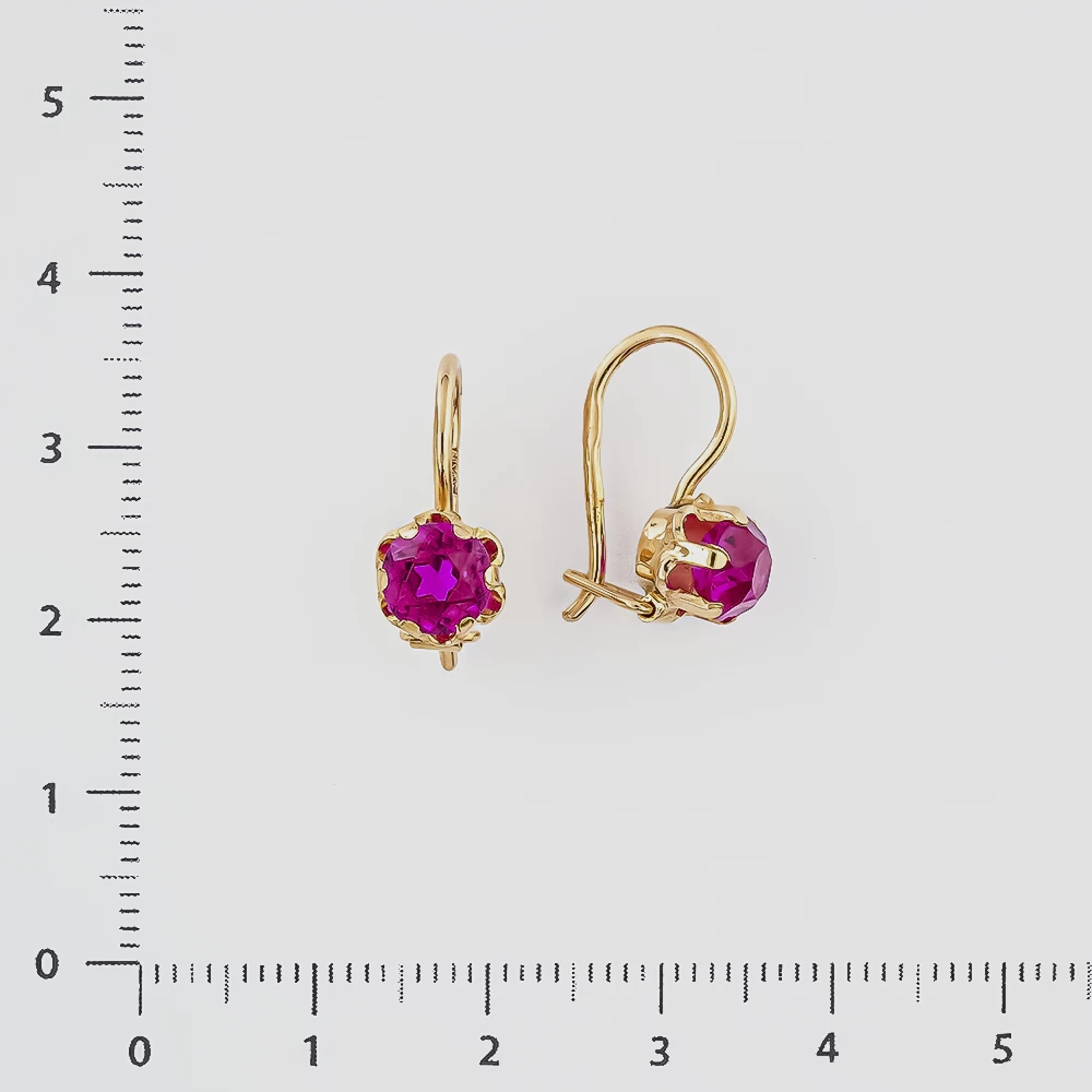 Серьги с фианитом из красного золота 583 пробы