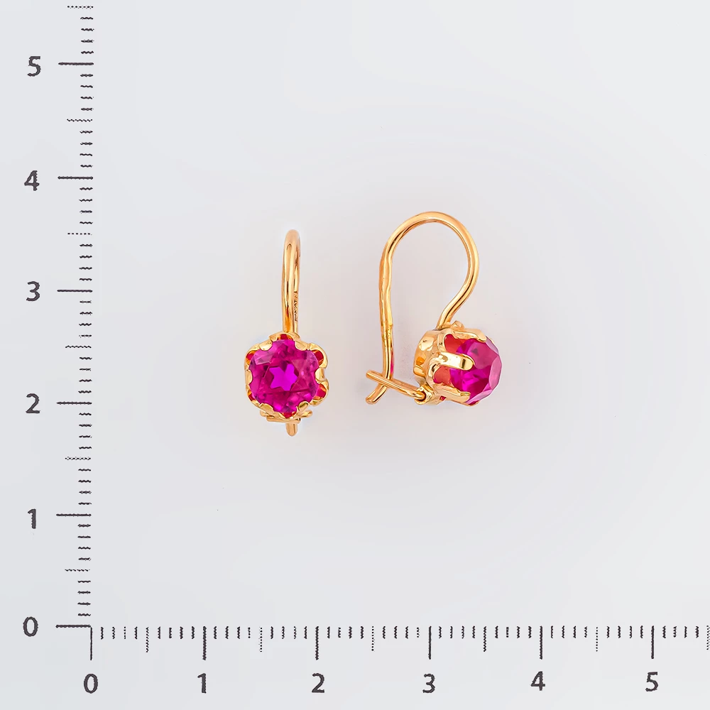 Серьги с фианитом из красного золота 583 пробы