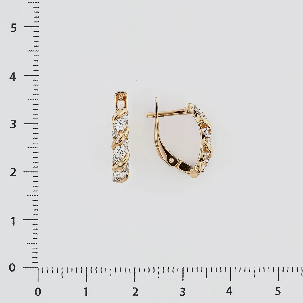 Серьги с фианитом из красного золота 585 пробы