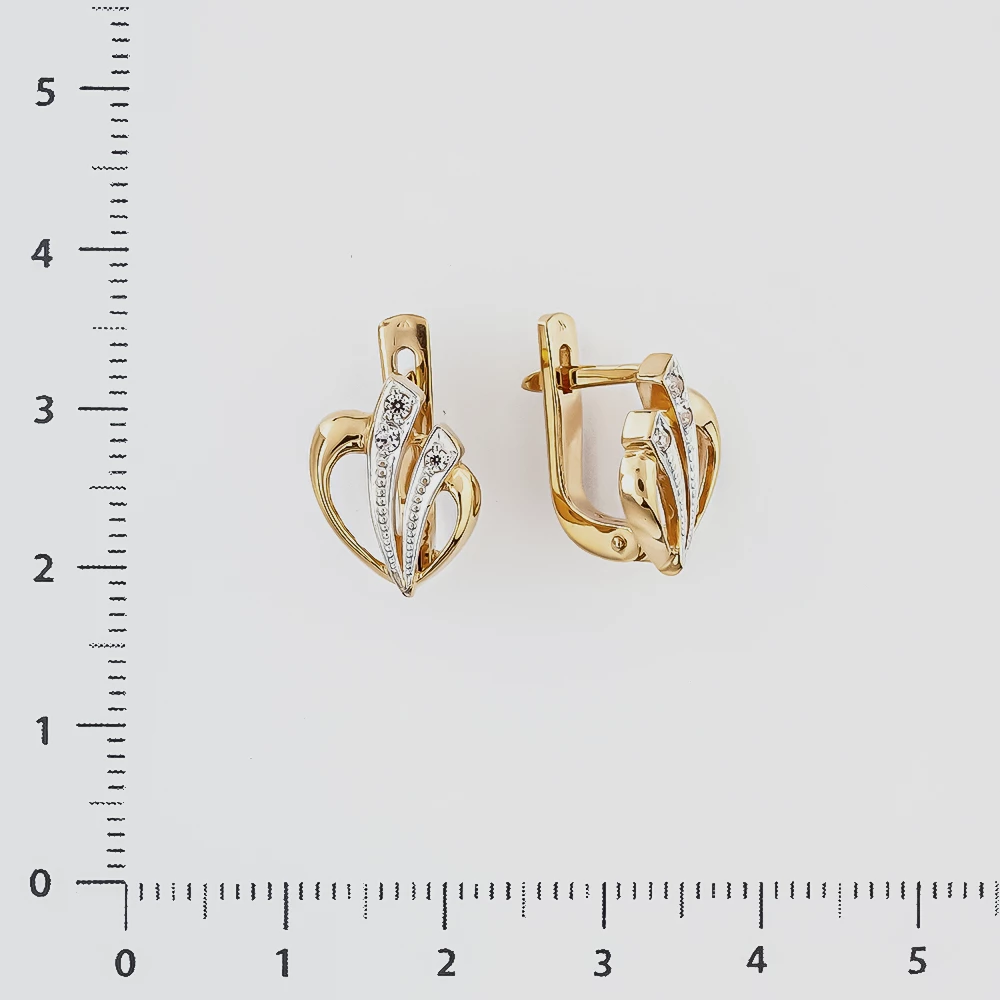 Серьги с фианитом из красного золота 585 пробы