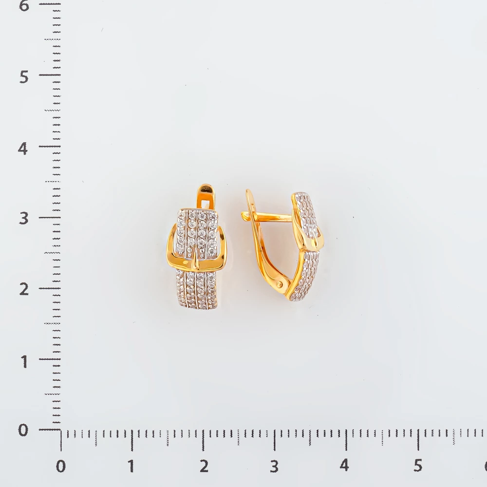 Серьги с фианитом из красного золота 585 пробы