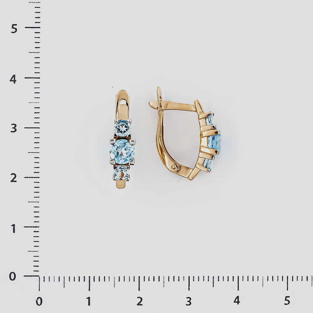 Серьги с топазом из красного золота 585 пробы