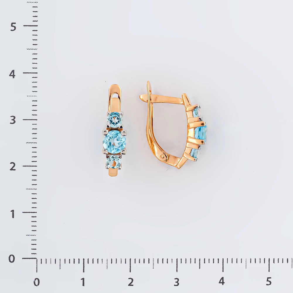 Серьги с топазом из красного золота 585 пробы
