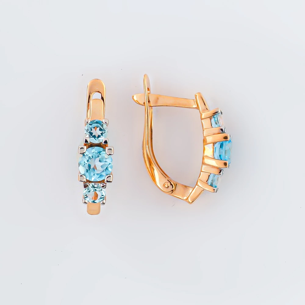 Серьги с топазом из красного золота 585 пробы