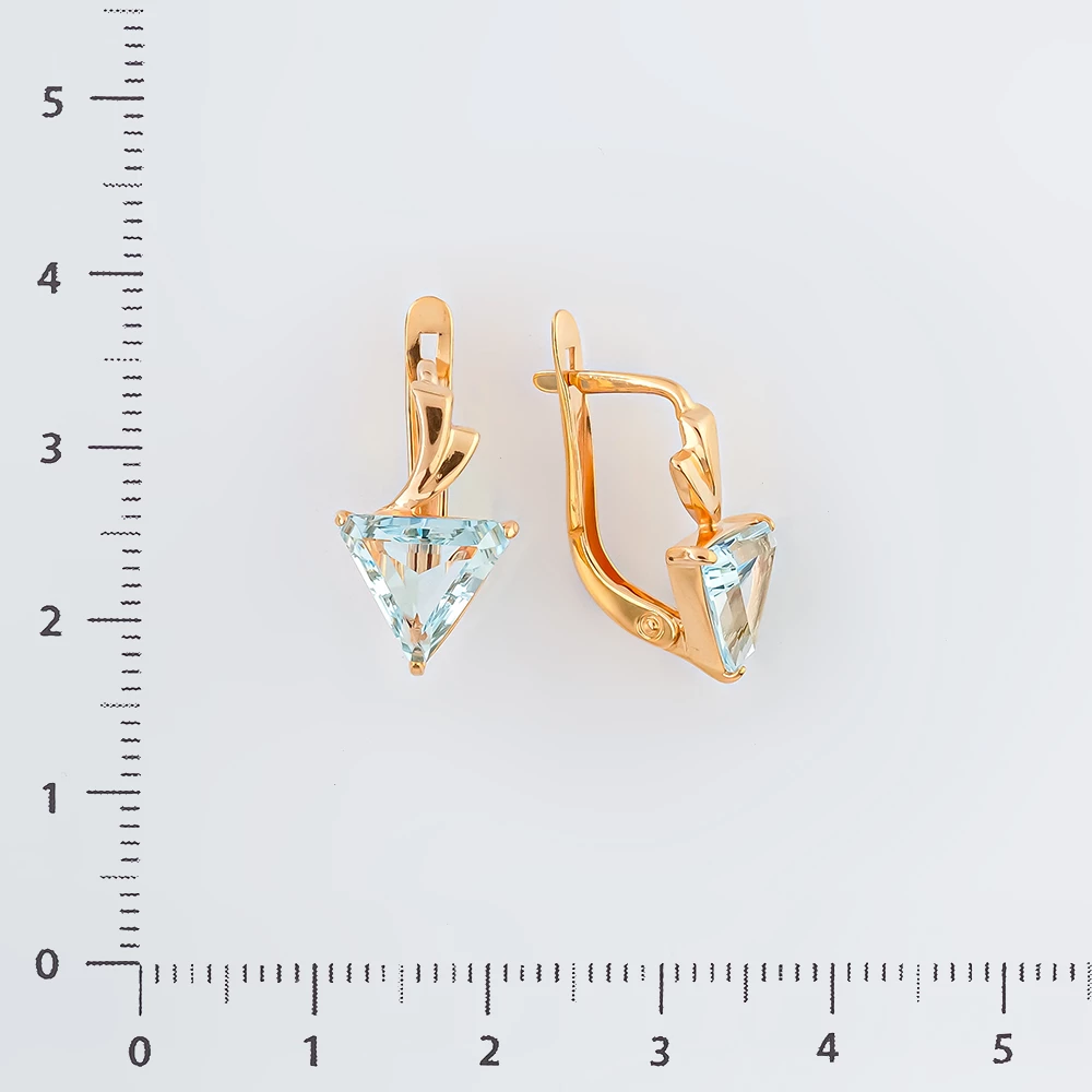 Серьги с топазом из красного золота 585 пробы