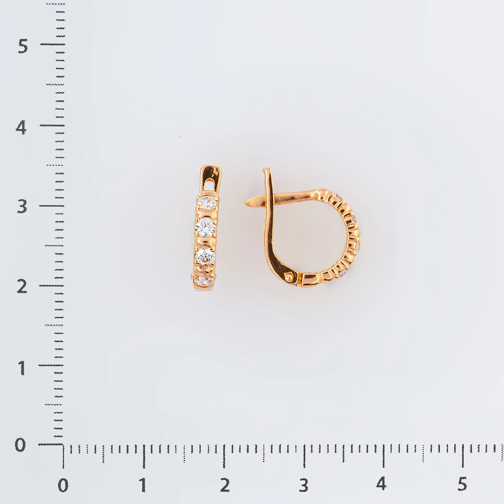 Серьги с фианитом из красного золота 585 пробы