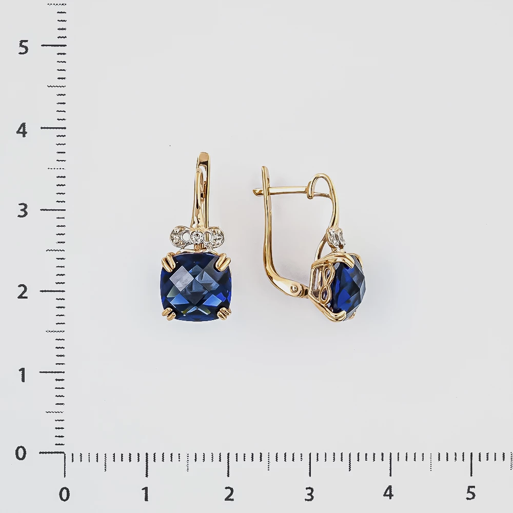 Серьги с сапфиром синтетическим из красного золота 375 пробы