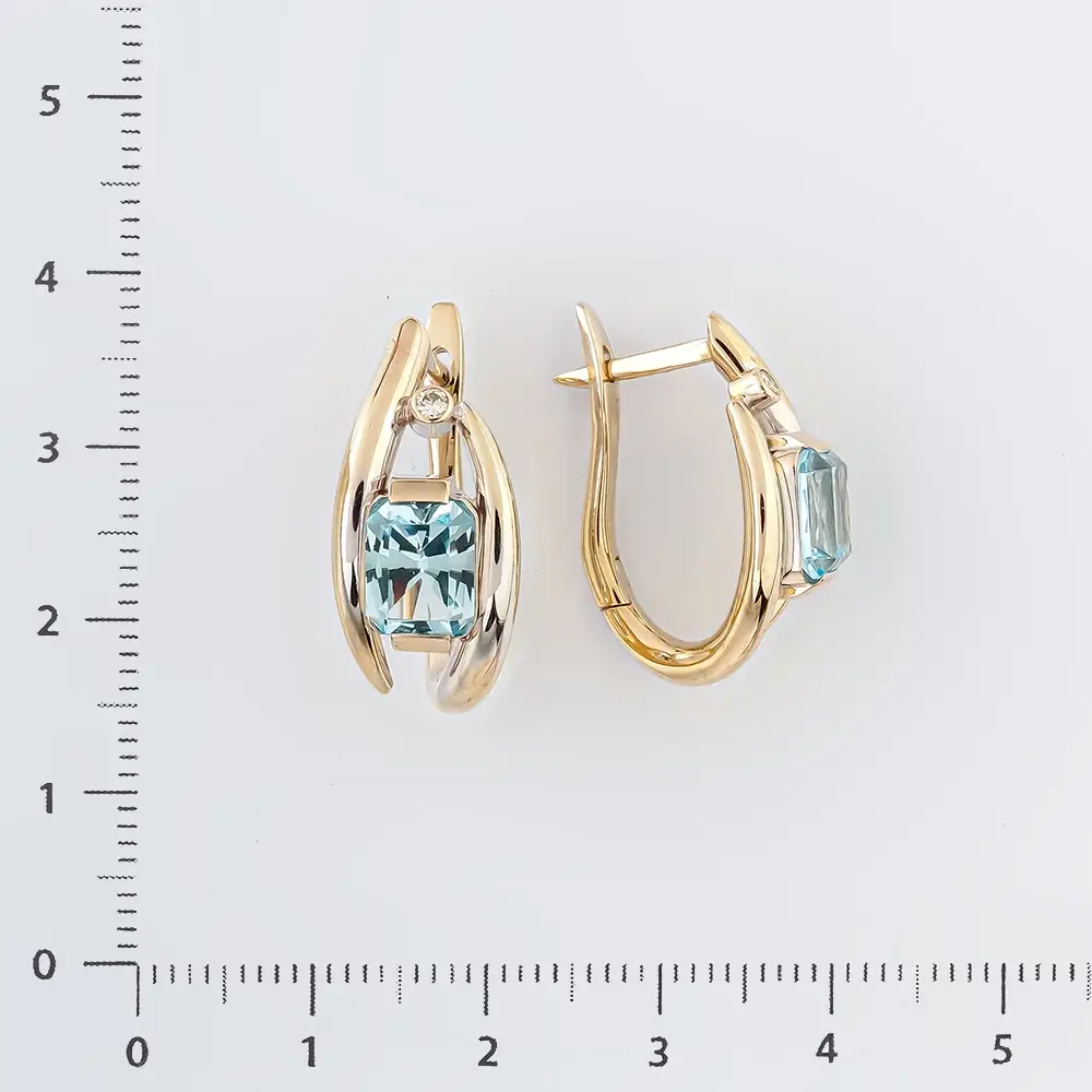 Серьги с топазом из белого золота 750 пробы 2